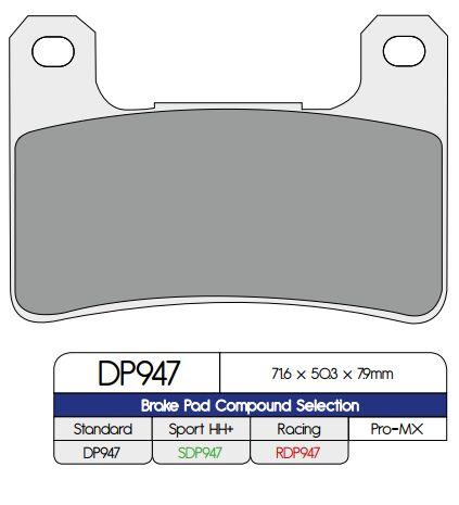 DP947 - DP Brakes Standard Sintered Metal Brake Pads For Suzuki DL 1000 ABS 2014-2019 Front