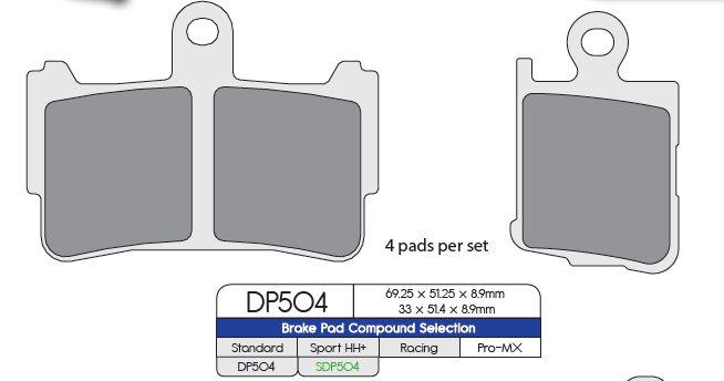 SDP504HH+ - DP Brakes SDP HH+ Supersport Pads For Honda VFR 1200 F 2010-2016 Front