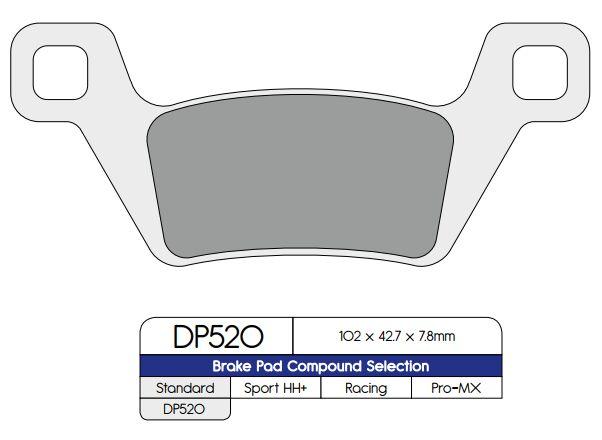 DP520 - DP Brakes Standard Sintered Metal Brake Pads For Kymco MXU 500 4X4 2011-2014 Front