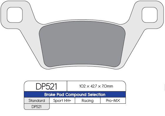 DP521 - DP Brakes Standard Sintered Metal Brake Pads For Kymco MXU 550 I 4X4 Rear