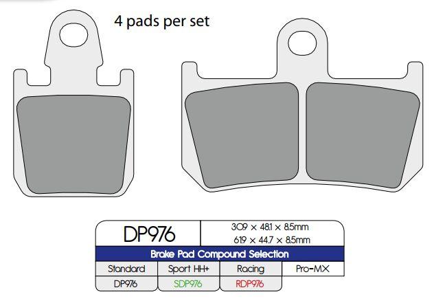 DP976 - DP Brakes Standard Sintered Metal Brake Pads For Yamaha MT-01 1700 2007-2012 Front