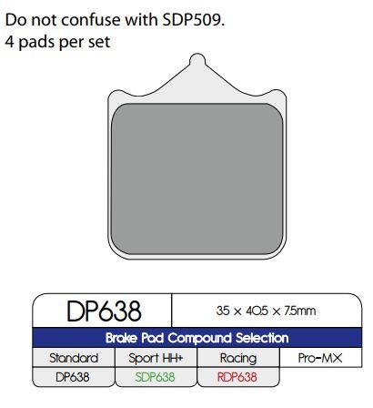 DP638 - DP Brakes Standard Sintered Metal Brake Pads For Husqvarna 701 Supermoto 2016-2020 Front