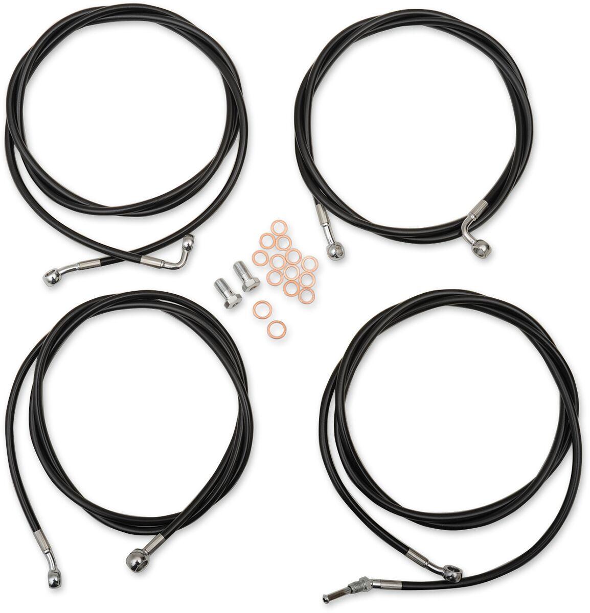 LA-8054KT-13B - LA Choppers Standard Black Vinyl Handlebar Cable/Brake Hose Kit For Harley Davidson FLHR 1750 2017-2019 30.5 cm - 35.5 cm (12" - 14") - Black