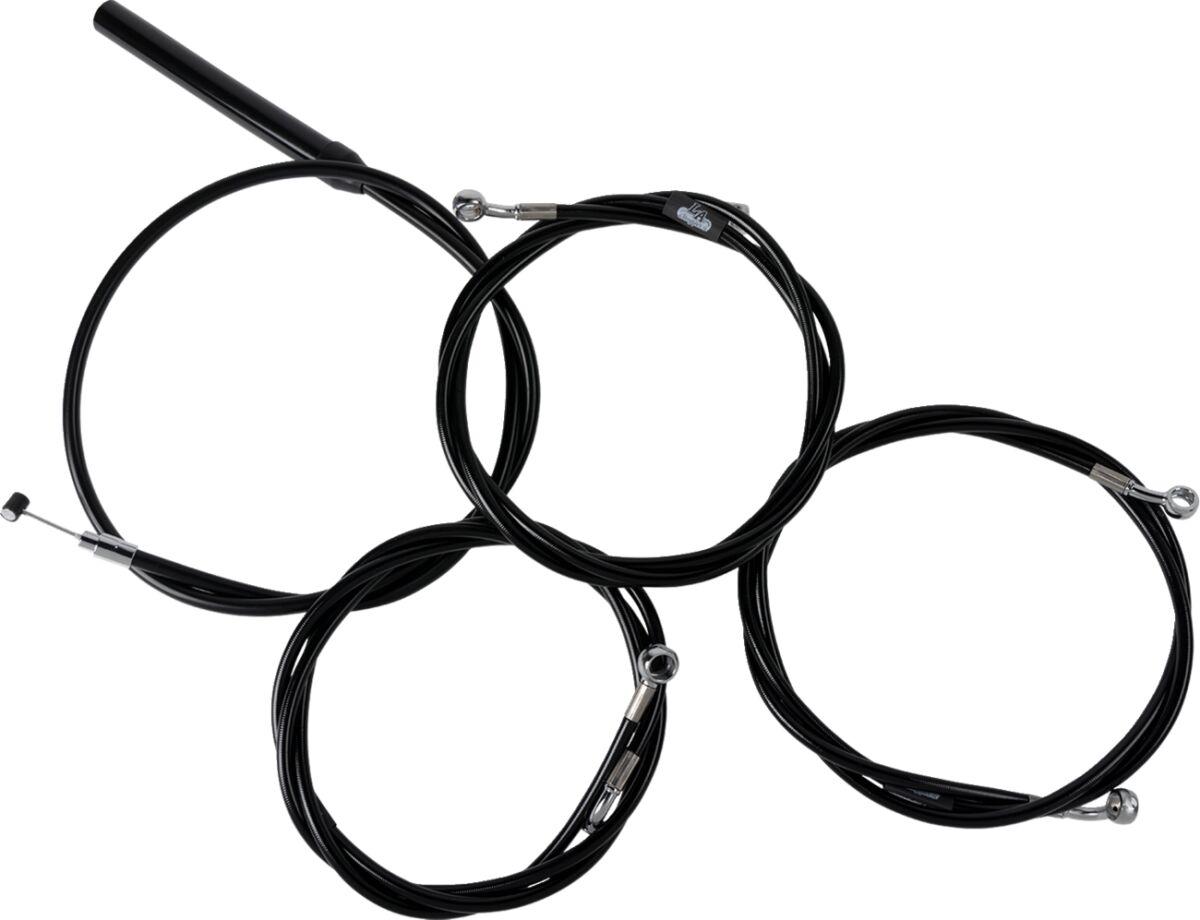 LA-8059KT2-08B - LA Choppers Complete Black Vinyl Braided Handlebar Cable/Brake Hose Kit For Harley Davidson FLHRXS 1868 ABS 2024 Standard - Black/Clear-Coated