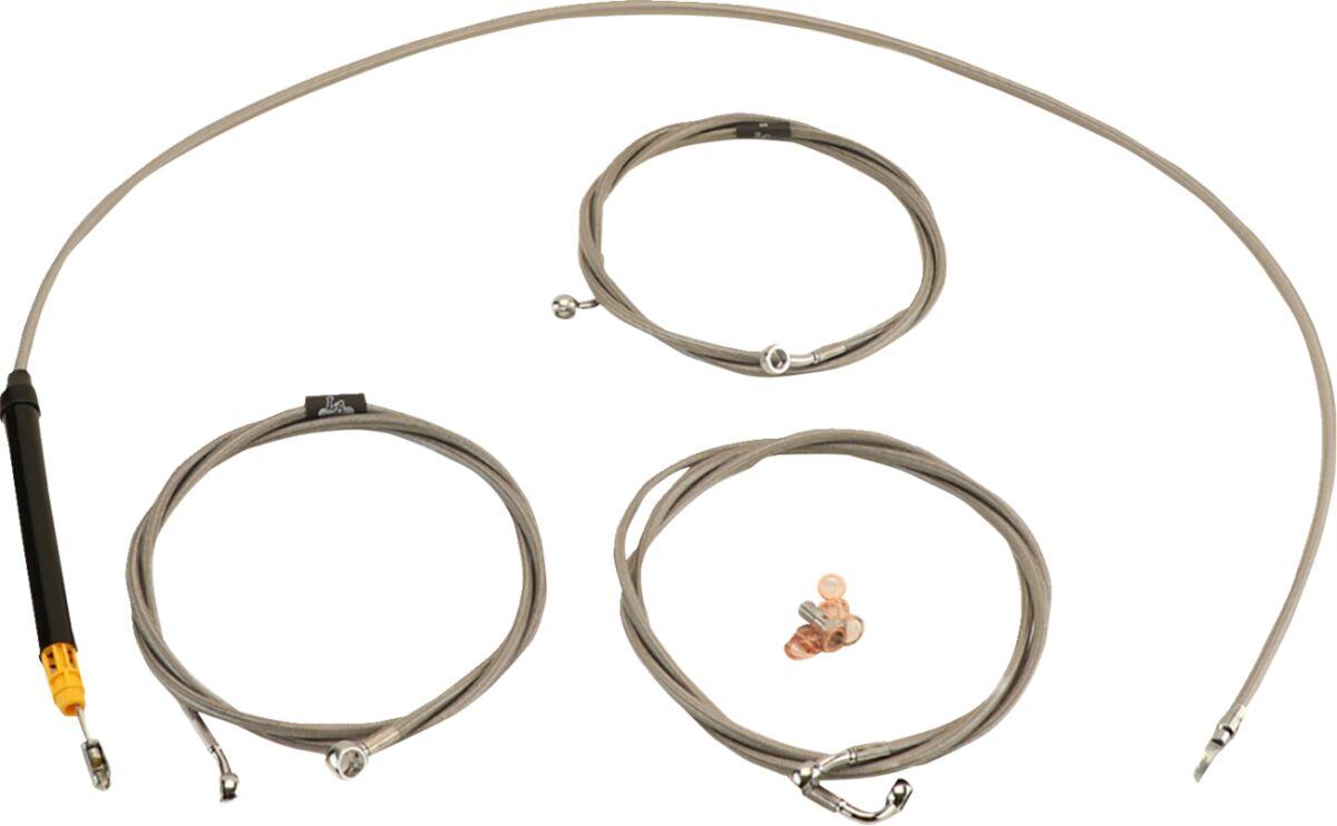 LA-8059KT-16 - LA Choppers Standard Stainless Braided Handlebar Cable/Brake Hose Kit For Harley Davidson FLHX 1923 ABS 2024-2025 38 cm - 43 cm (15" - 17") - Clear-Coated