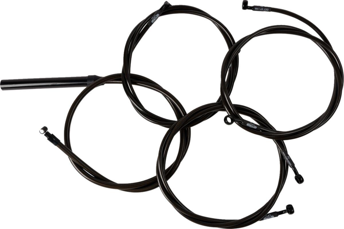 LA-8059KT2-08M - LA Choppers Complete Midnight Braided Handlebar Cable/Brake Hose Kit For Harley Davidson FLHRXS 1868 ABS 2024 Standard - Black/Clear-Coated