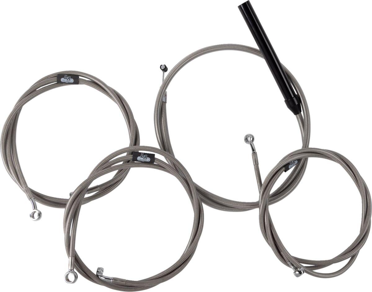 LA-8059KT2-13 - LA Choppers Handlebar Cable/Brake Hose Kit For Harley Davidson FLHRXS 1868 ABS 2024 30.5 cm - 35.5 cm (12" - 14") - Clear-Coated