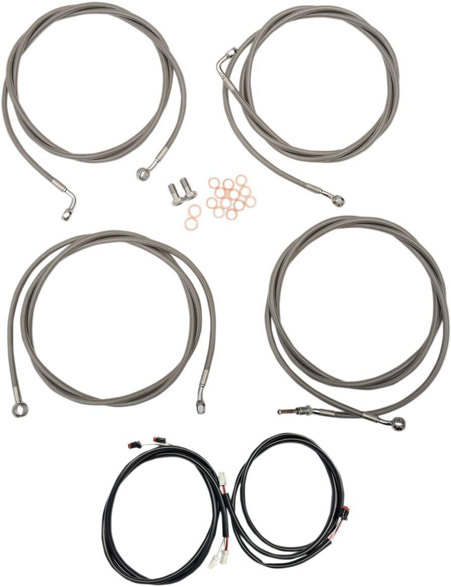 LA-8054KT3-16 - LA Choppers Complete Plug-and-Play Cable Kit ABS For Harley Davidson FLHR 1750 2017-2019 38 cm - 43 cm (15" - 17") - Clear-Coated