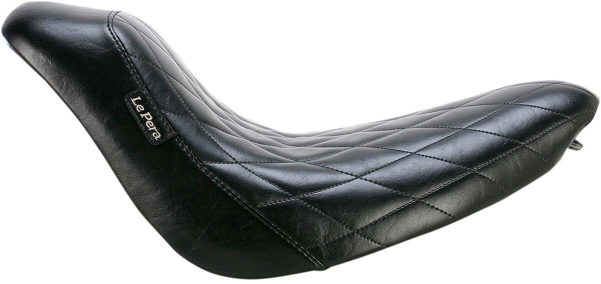 LK-007DM - LE Pera Bare Bones Solo Seat For Harley Davidson FLSTF 1450 2006 Diamond Stitch - Black