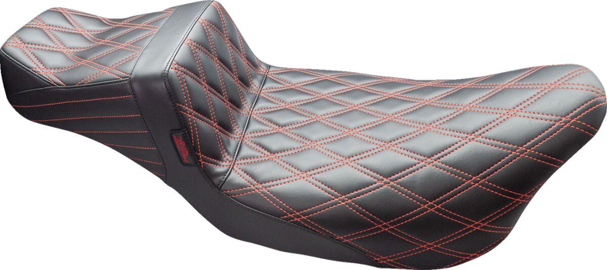 LK-587DLDD-RED - LE Pera Tailwhip Daddy Long Legs Seat For Harley Davidson FLH 1868 ABS 2021 Double Diamond - Black/Red