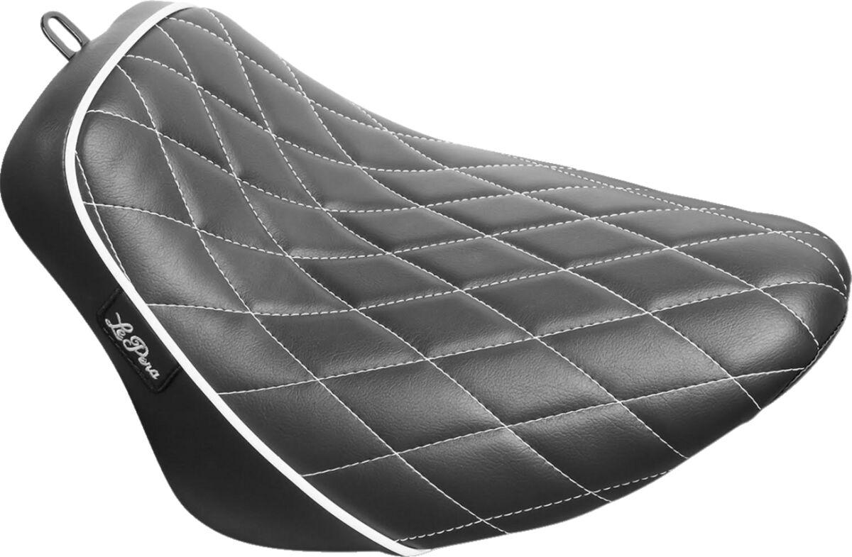 LY-007DMWTP - LE Pera Bare Bones Solo Seat For Harley Davidson FLSL 1750 ABS 2018-2021 Diamond Stitch/White Piping - Black/White