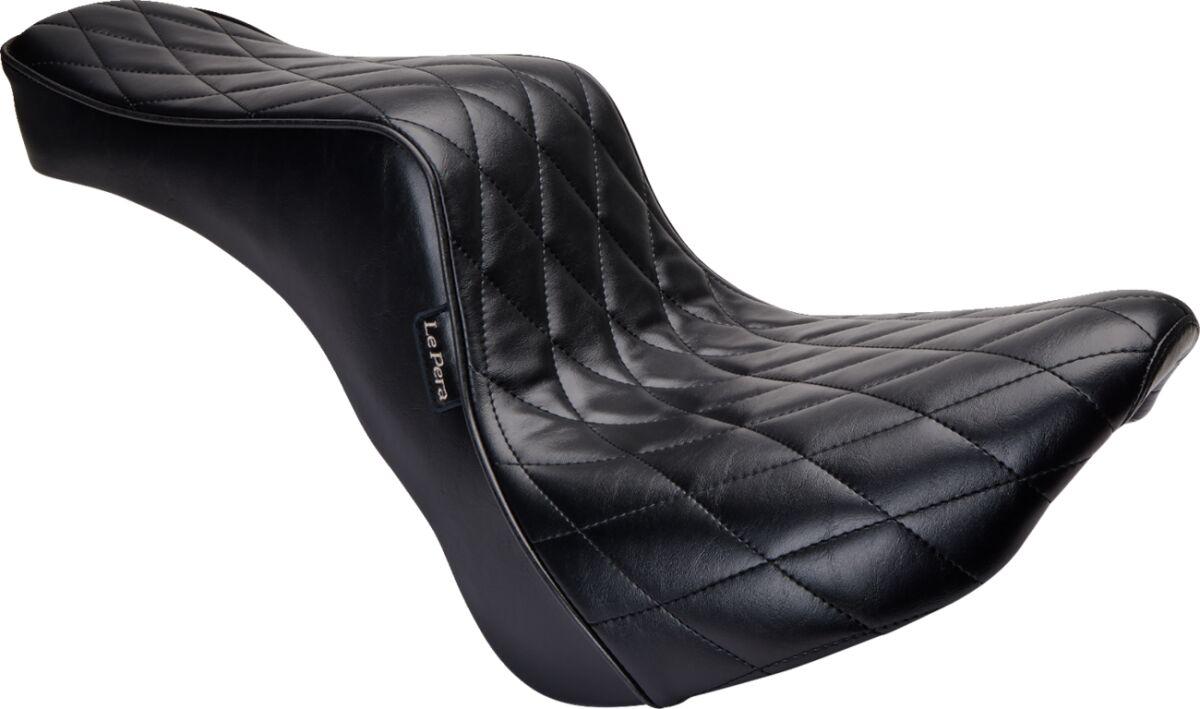 LY-020DM - LE Pera Cherokee Seat For Harley Davidson FLSL 1750 ABS 2018-2021 Black Piping/Diamond Stitch - Black