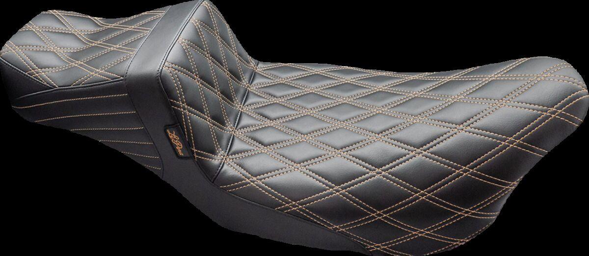 LK-587DLDD-CHET - LE Pera Tailwhip Daddy Long Legs Seat For Harley Davidson FLH 1868 ABS 2021 Brown Double Diamond - Black