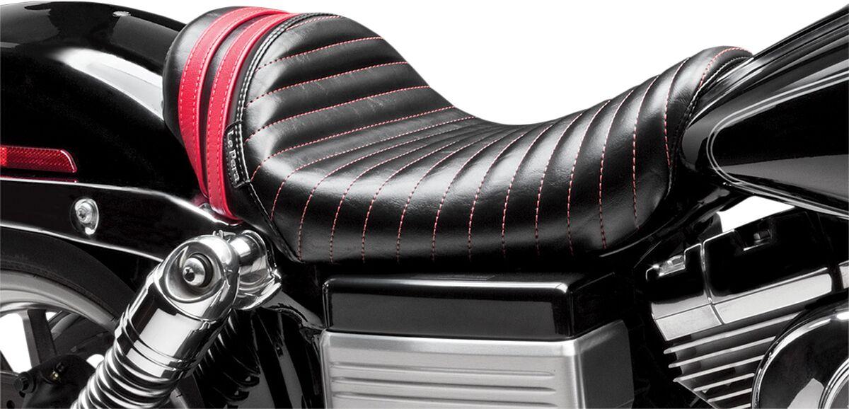 LK-411RED - LE Pera Stubs Cafe Seat For Harley Davidson FLD 1690 2012-2013 Pleated - Black/Red