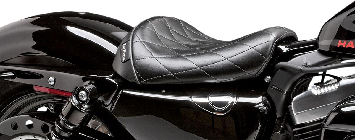 LK-006DM - LE Pera Bare Bones Solo Seat For Harley Davidson XL1200C 2004-2019 Diamond Stitch - Black