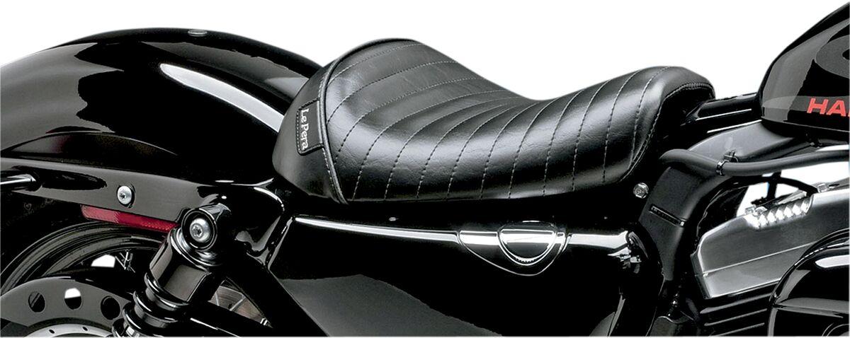 LK-006PT - LE Pera Bare Bones Solo Seat For Harley Davidson XL1200C 2004-2019 Pleated - Black