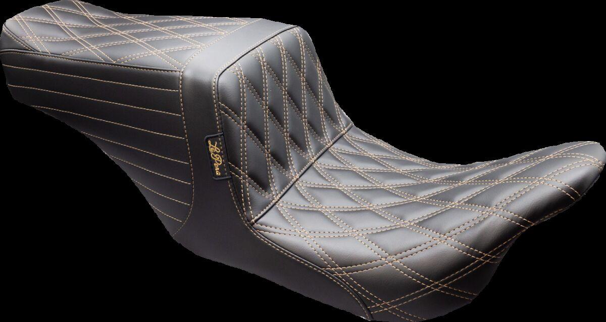 LKU-587DD-CHET - LE Pera Tailwhip Up Front Seat For Harley Davidson FLH 1868 ABS 2021 Chestnut Double Diamond Stitch - Black