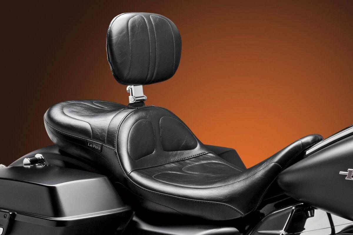 LK-957DLBR - LE Pera Maverick Daddy Long Legs Seat With Backrest For Harley Davidson FLHR 1584 2008-2011 Stitched - Black