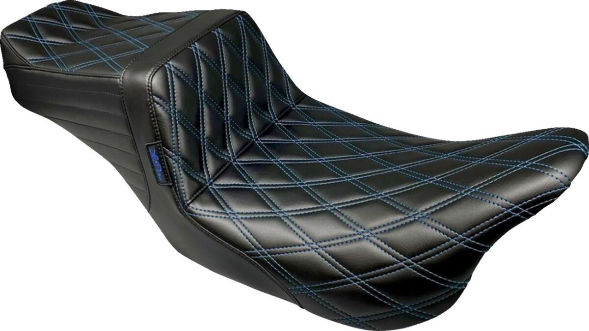LK-587DD-BLUE - LE Pera Tailwhip Seat For Harley Davidson FLH 1868 ABS 2021 Double Diamond - Black/Blue