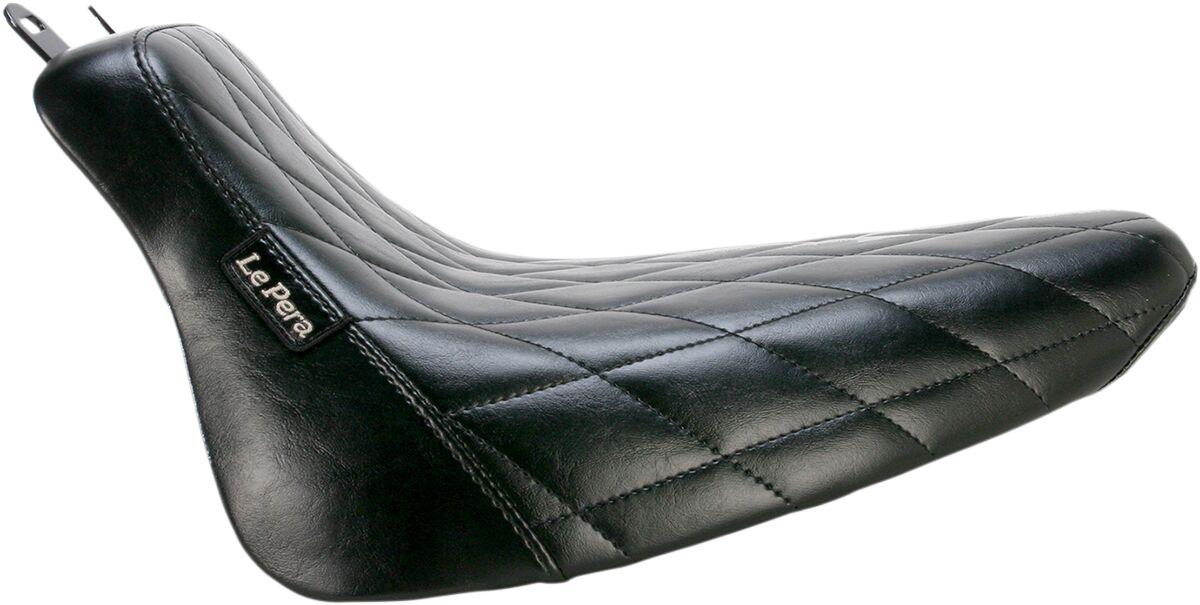 LXE-007DM - LE Pera Bare Bones Solo Seat For Harley Davidson FLSTC1584 2008-2011 Diamond Stitch - Black
