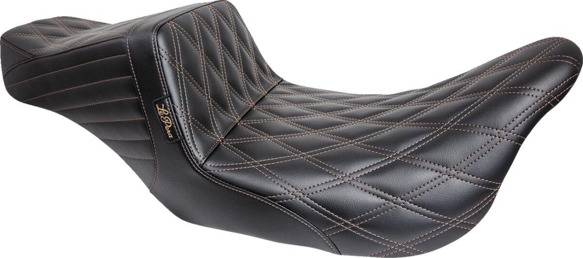 LK-587DD-CHET - LE Pera Tailwhip Seat For Harley Davidson FLH 1868 ABS 2021 Brown Double Diamond - Black