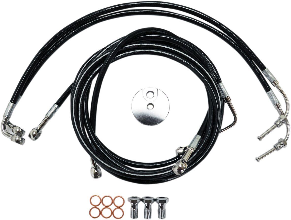 LA-8051B13B - LA Choppers Braided Brake Hose Kit For Harley Davidson FLD 1690 ABS 2012-2013 Front 12" - 14" - Black