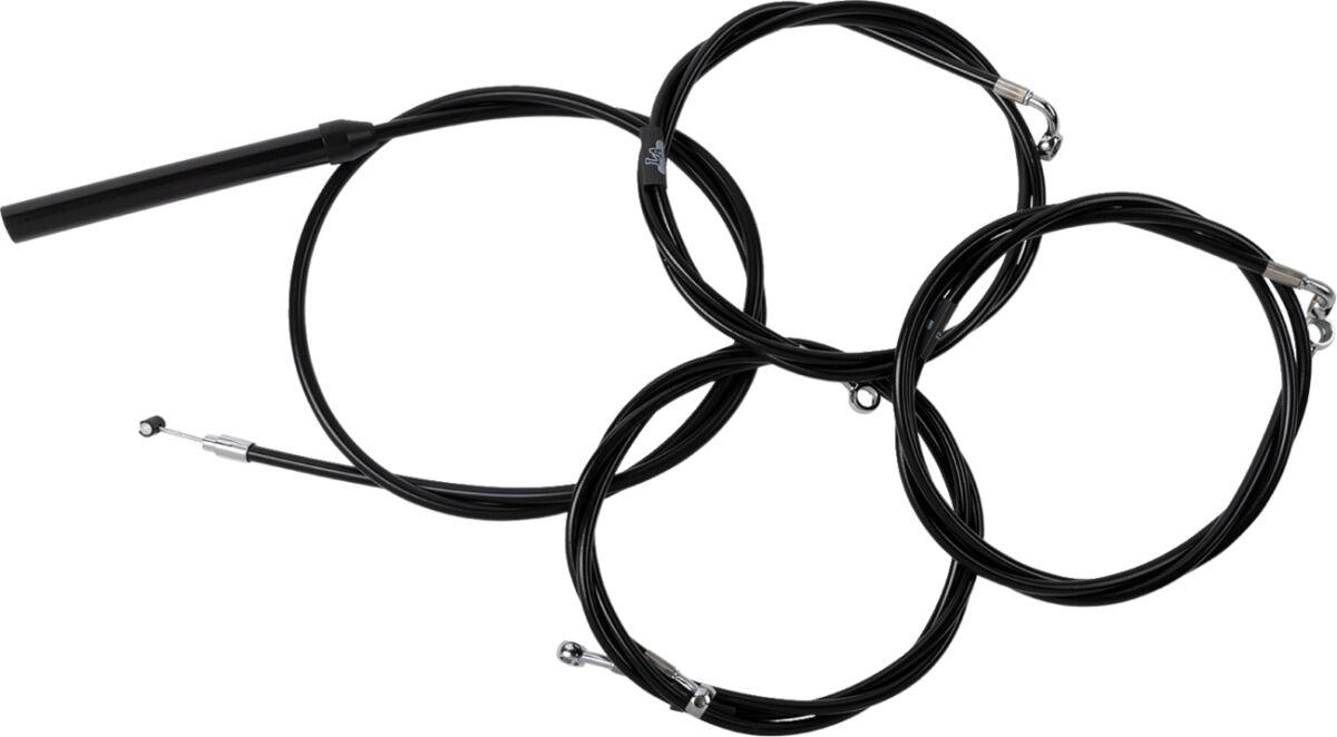 LA-8059KT2-19B - LA Choppers Complete Black Vinyl Braided Handlebar Cable/Brake Hose Kit For Harley Davidson FLHRXS 1868 ABS 2024 45.5 cm - 51 cm (18" - 20") - Black/Clear-Coated