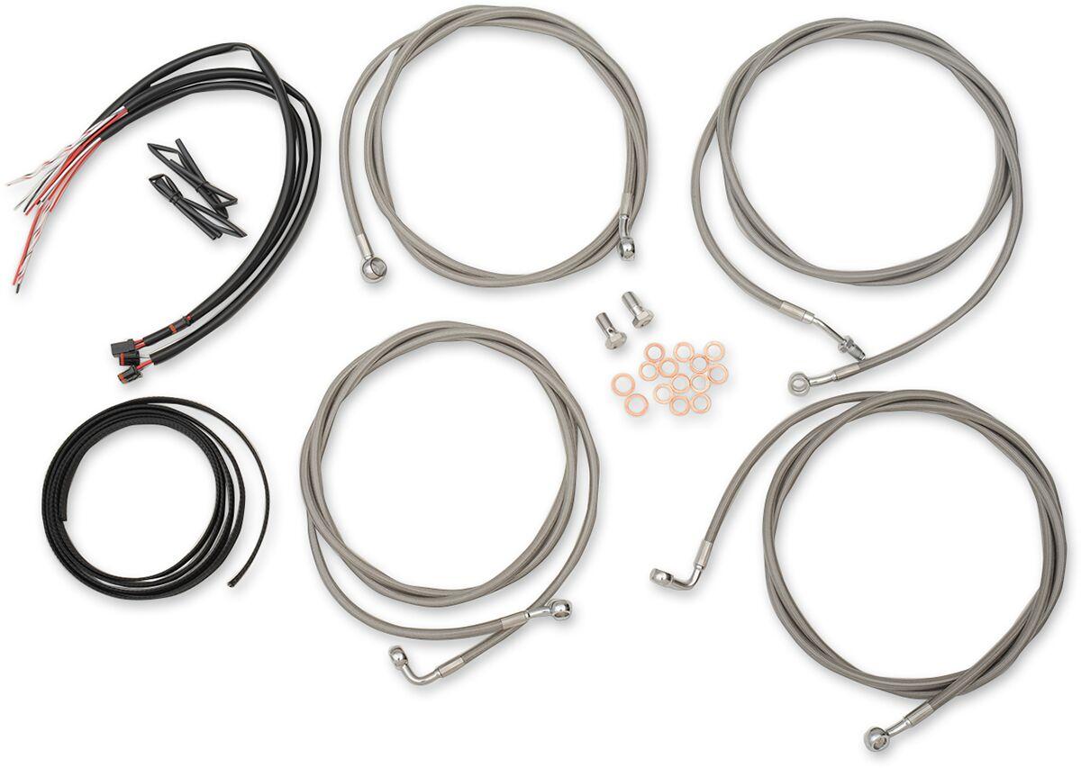 LA-8054KT2-16 - LA Choppers Handlebar Cable/Brake Hose Kit ABS For Harley Davidson FLHR 1750 2017-2019 38 cm - 43 cm (15" - 17") - Clear-Coated