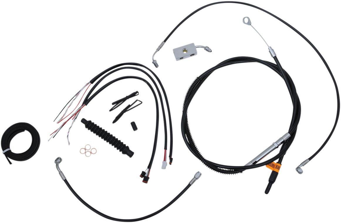 LA-8152KT2-13B - LA Choppers Complete Black Vinyl Braided Handlebar Cable/Brake Hose Kit ABS For Harley Davidson FLDE 1750 ABS 2018-2020 30.5 cm - 35.5 cm (12" - 14") - Black/Clear-Coated