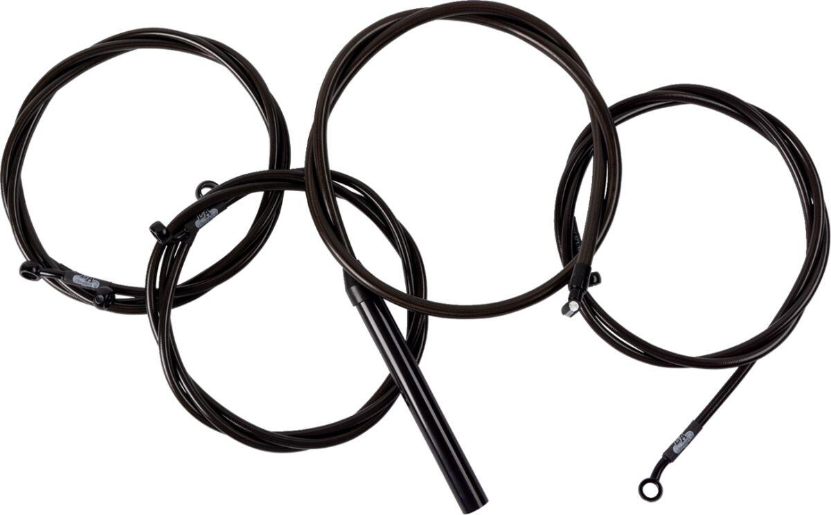 LA-8059KT2-13M - LA Choppers Complete Midnight Braided Handlebar Cable/Brake Hose Kit For Harley Davidson FLHRXS 1868 ABS 2024 30.5 cm - 35.5 cm (12" - 14") - Black/Clear-Coated