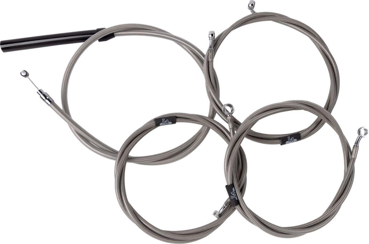 LA-8059KT2-19 - LA Choppers Handlebar Cable/Brake Hose Kit For Harley Davidson FLHRXS 1868 ABS 2024 45.5 cm - 51 cm (18" - 20") - Clear-Coated