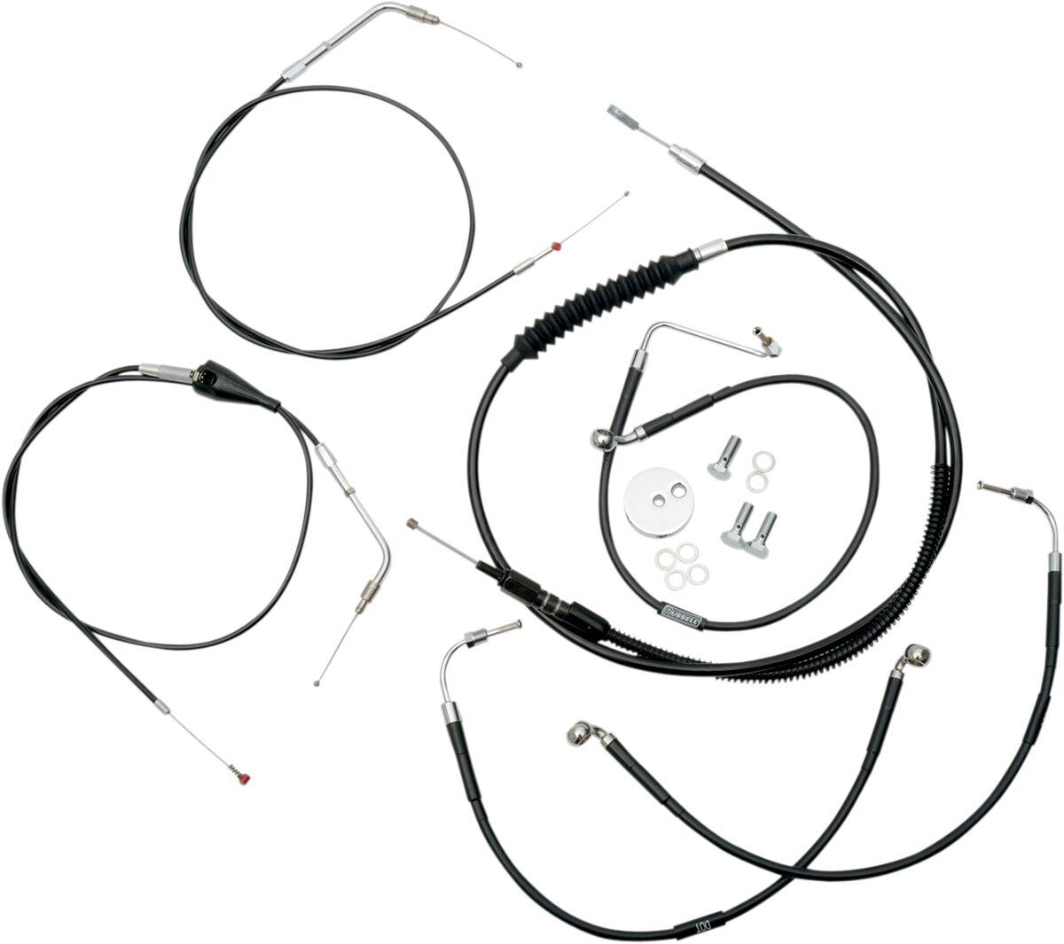 LA-8005KT-13B - LA Choppers Standard Black Vinyl Handlebar Cable/Brake Hose Kit For Harley Davidson FLHT 1584 2007 30.5 cm - 35.5 cm (12" - 14") - Black