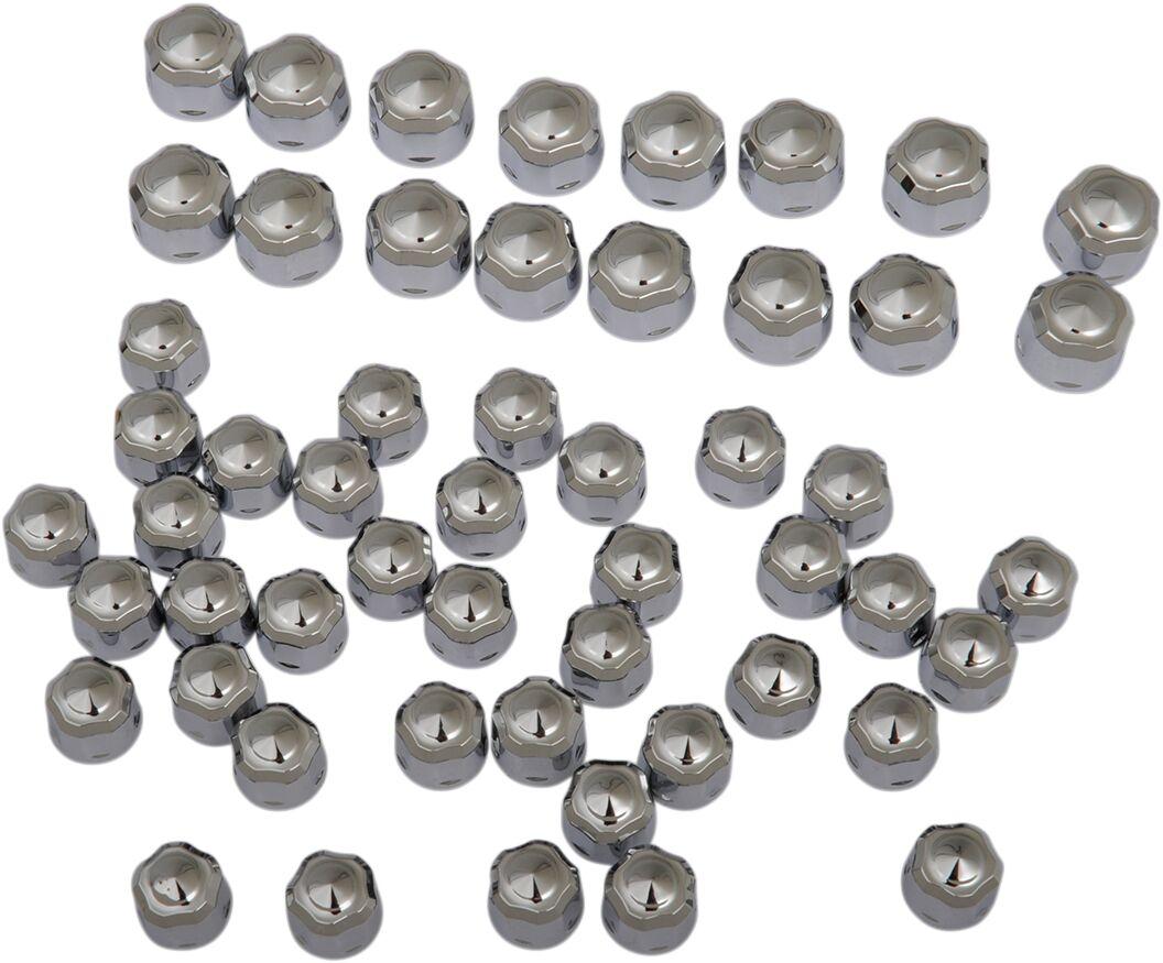 70021 - Ciro Engine Bolt Cover Caps For Harley Davidson FLDE 1750 ABS 2018-2020 Diamond-Cut/Crown - Chrome