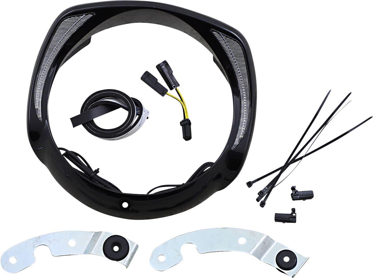 45201 - Ciro Fang Headlight Bezels For Harley Davidson FLH 1868 ABS 2021 Black Clear