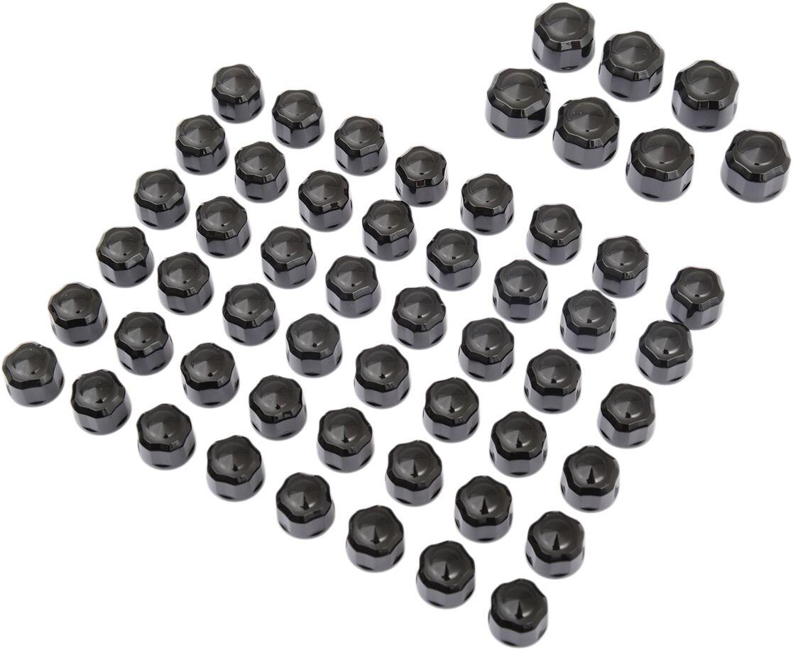 70025 - Ciro Engine Bolt Cover Caps For Harley Davidson FLHR 1450 1999-2006 Diamond-Cut/Crown - Black