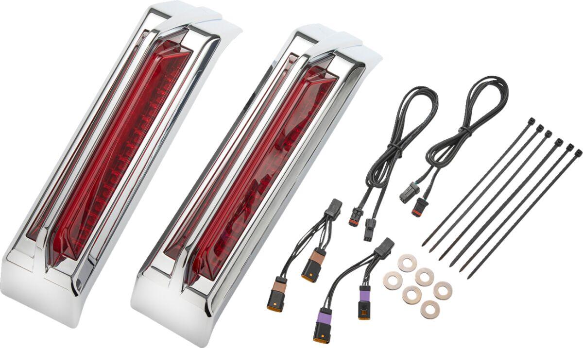 42052 - Ciro Filler Panel Tail Lights For Harley Davidson FLHX 1923 ABS 2024-2026 Red Chrome
