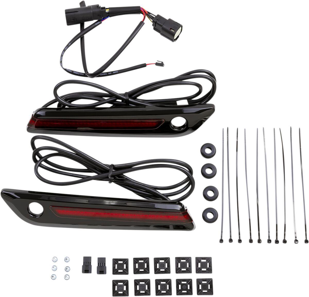 40171 - Ciro LED Saddlebag Hinge Covers For Harley Davidson FLH 1868 ABS 2021 - Black/Red
