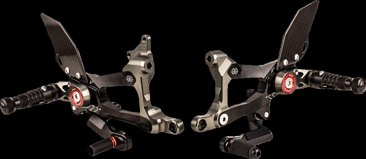 MUE2-D01 - Gilles MUE2 Rearset For Ducati Panigale V4 1000 R ABS 2019-2020 & 2023-2024 - Black/Red