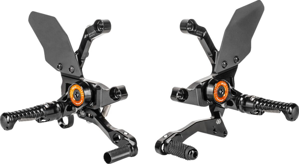 MUE2-KT01-B - Gilles MUE2 Rearset For KTM Super Duke 1290 R ABS 2020-2023 - Black/Orange