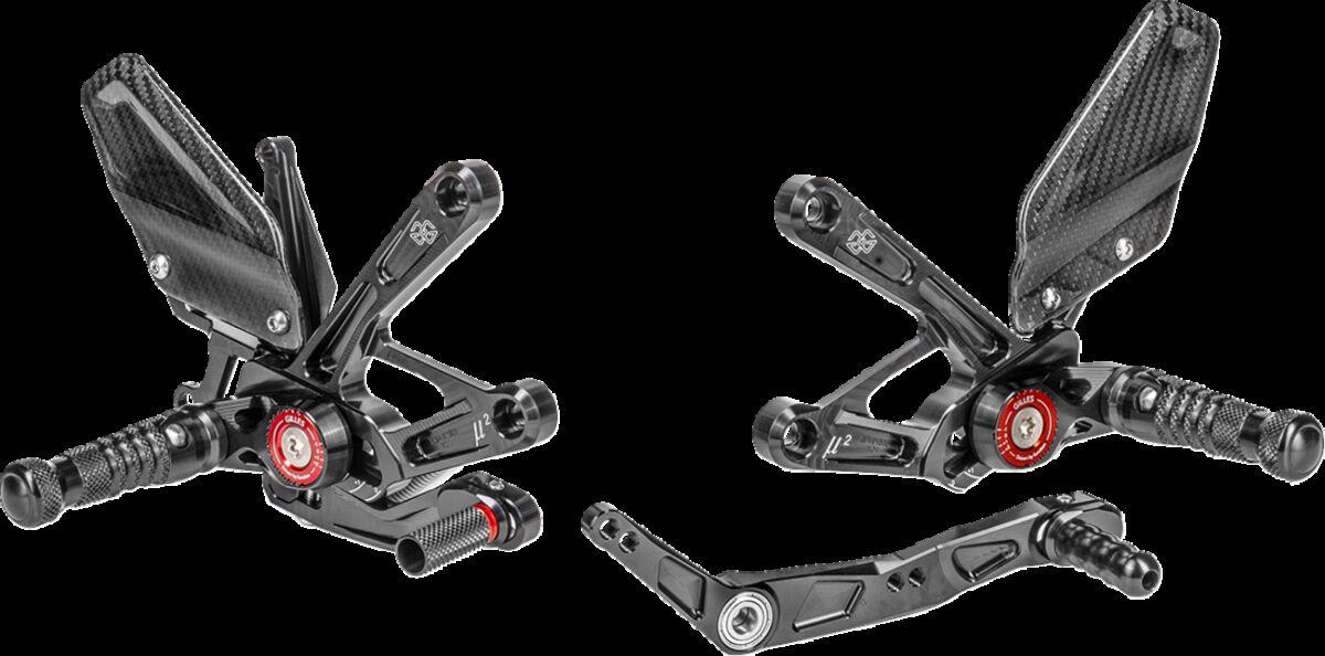 MUE2-Y01-B - Gilles MUE2 Rearset For Yamaha YZF-R1 1000 ABS 2015-2022 - Black/Red