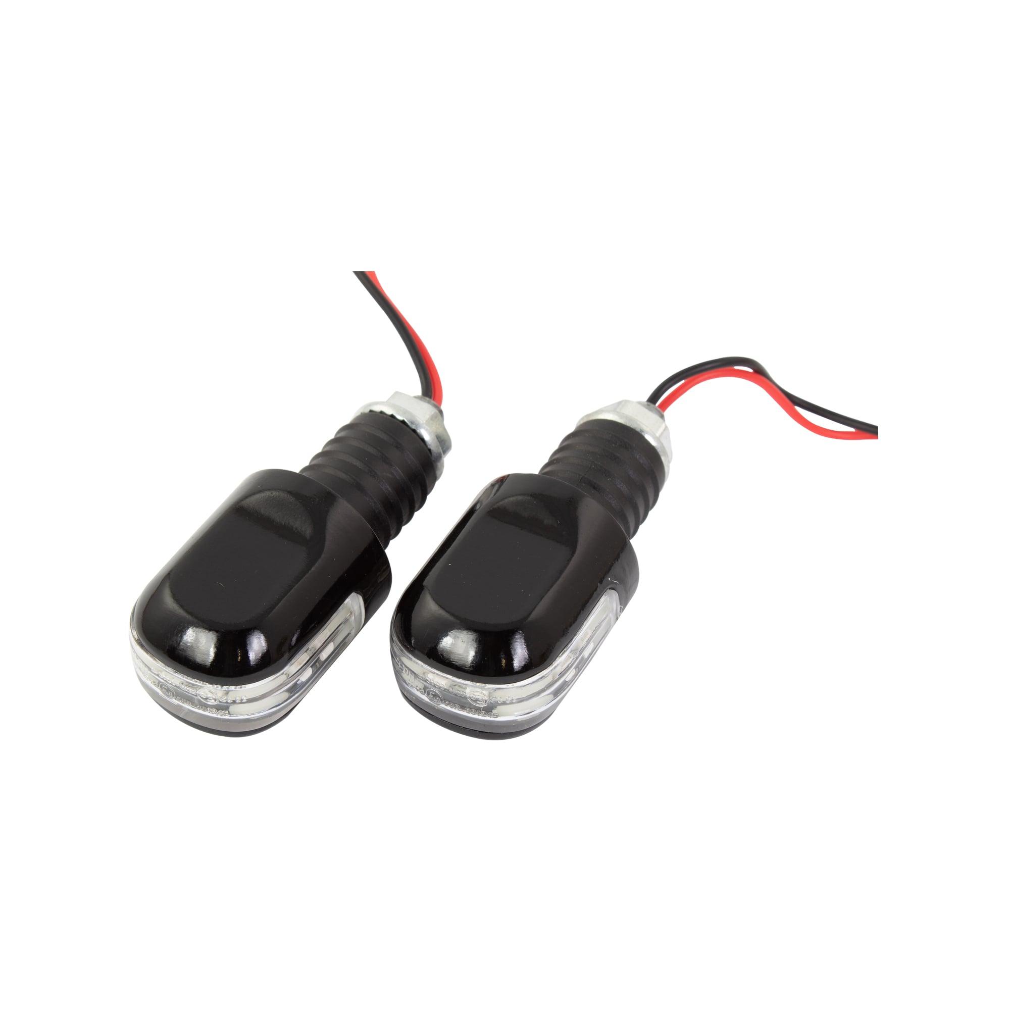 BEWLED20 - Bike It Black 18mm Bar Ends With Amber LED Indicators