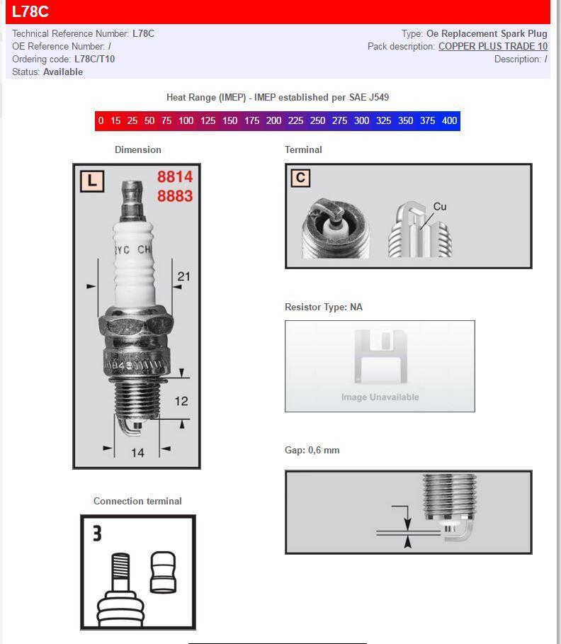 L78C - Champion Spark Plug For Peugeot 103 50 1995-1998 - 78 Heat Range