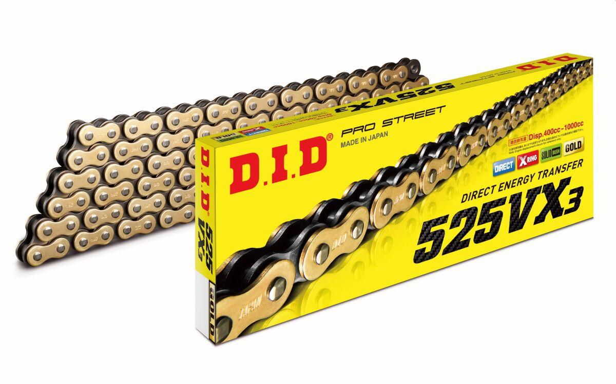 4525516395212 - DID 525 VX3 Chain 112 Links - Gold/Steel