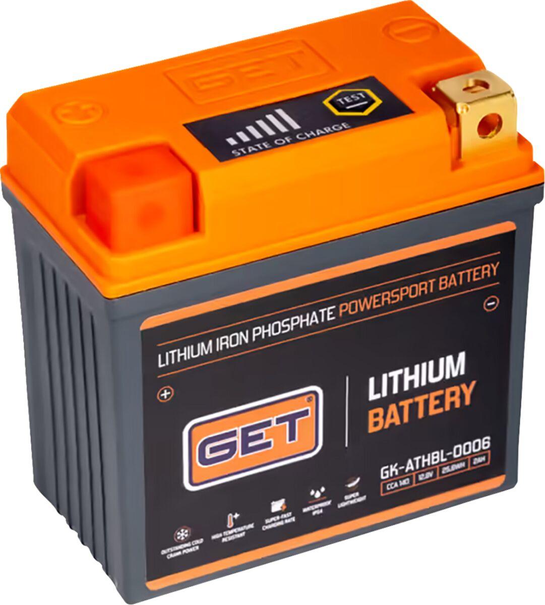 GK-ATHBL-0006 - GET Lithium LiFePO4 Battery For Yamaha WRF250 2025-2026 - Black/Orange