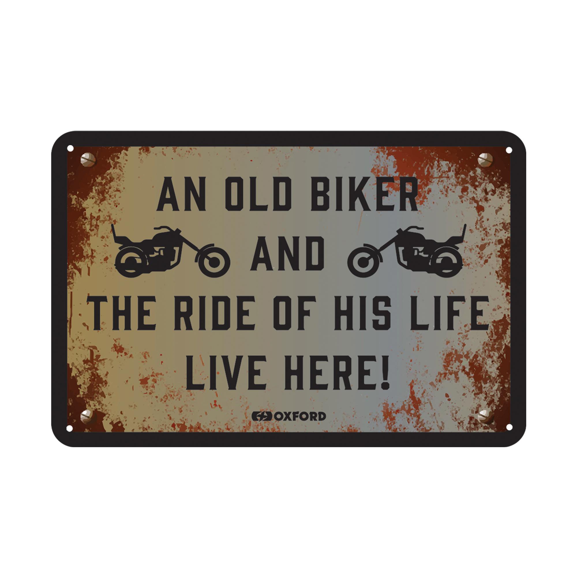 46571 - Oxford Garage Metal Sign: THE RIDE OF HIS LIFE LIVE HERE