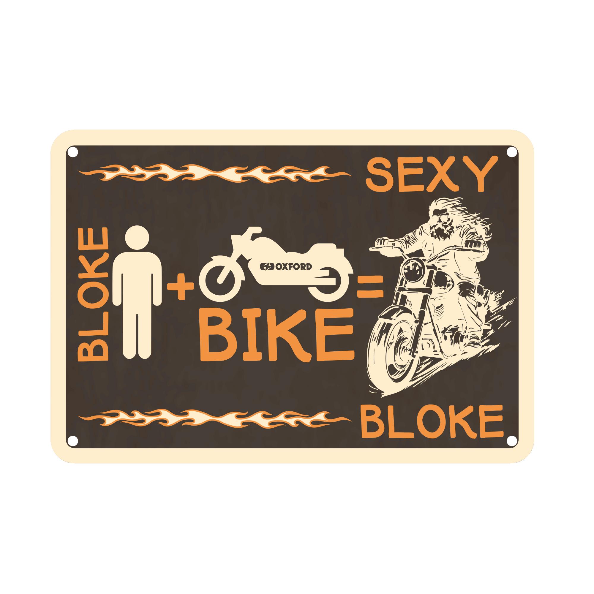 56702 - Oxford Garage Metal Sign: Bloke Bike Sexy Bloke