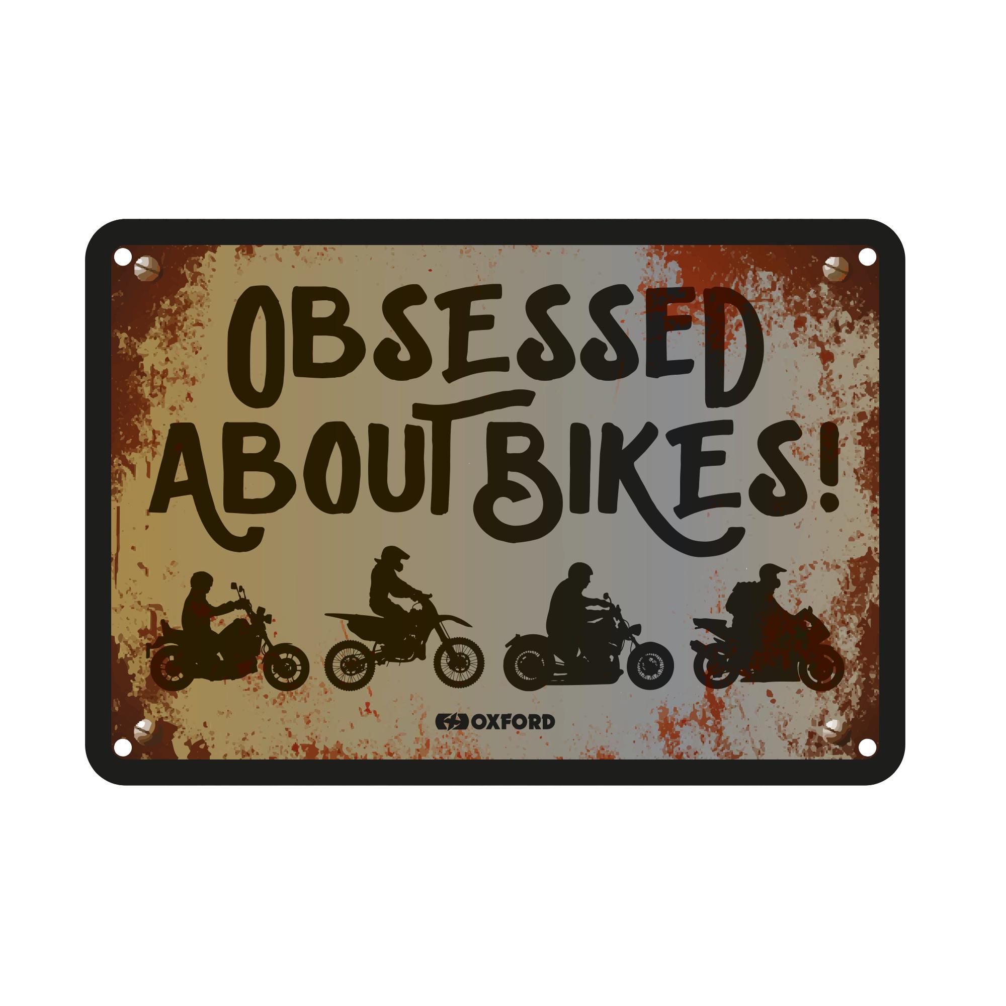 56706 - Oxford Garage Metal Sign: Obsessed About Bikes