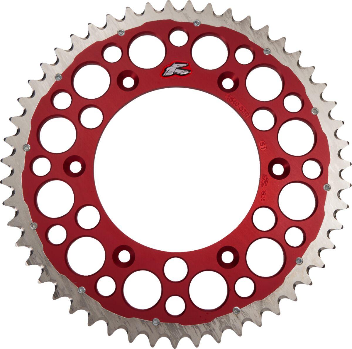1540-520-51GPRD - Renthal Twinring Sprocket For Honda CR125 1987-2007 Rear 51T - Red